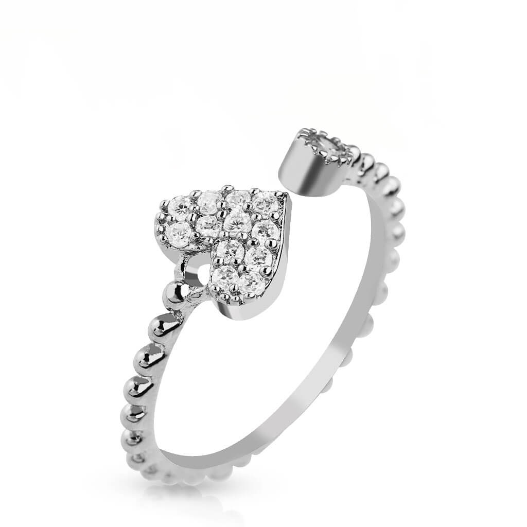 Anneau Coeur Or Zircone Ajustable - Image 3