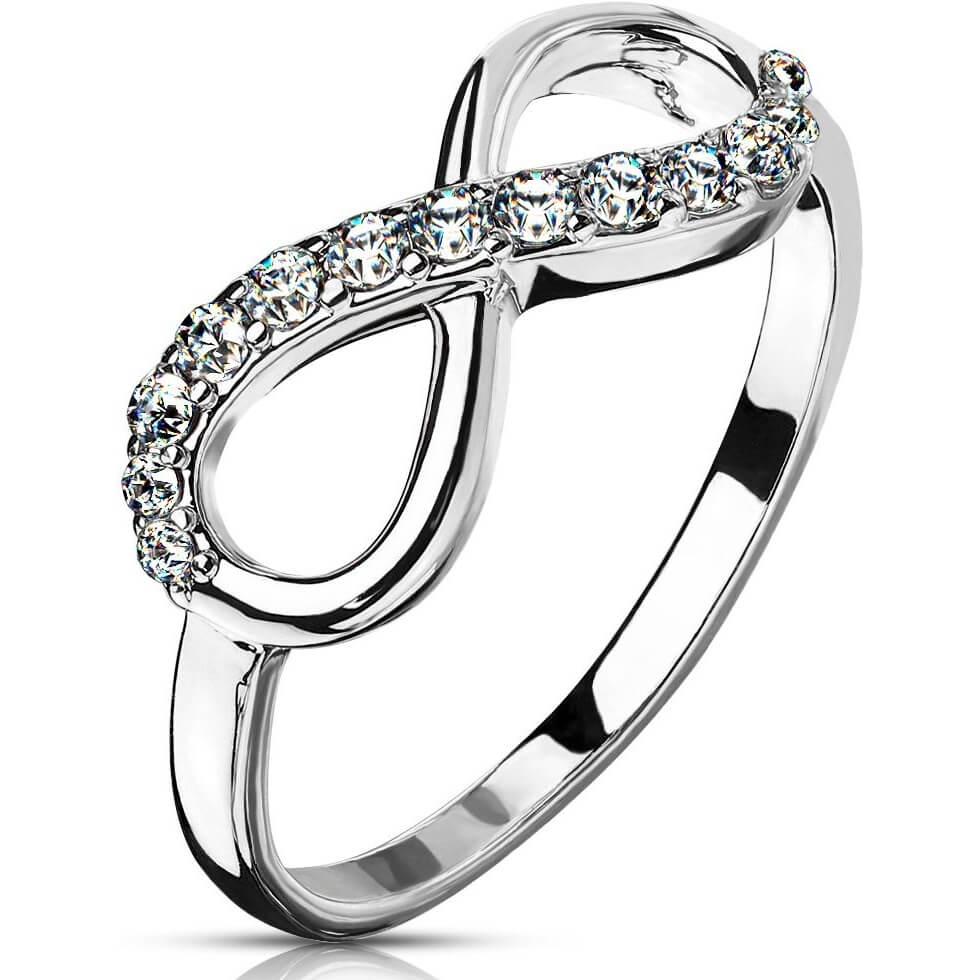Anneau 316L Bague Infini Gemmes Multi Pavées Coulée