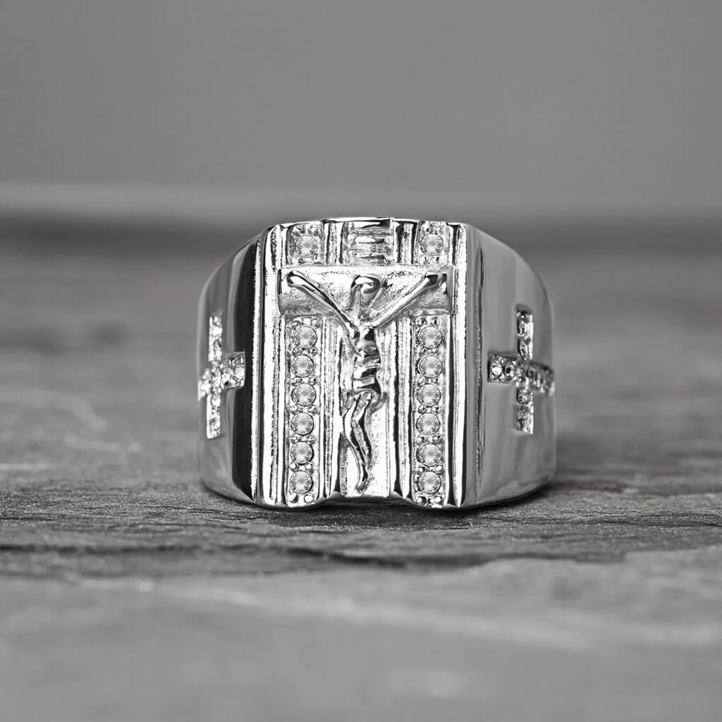 Anneau Croix de Jésus Argent Zircone - Image 2