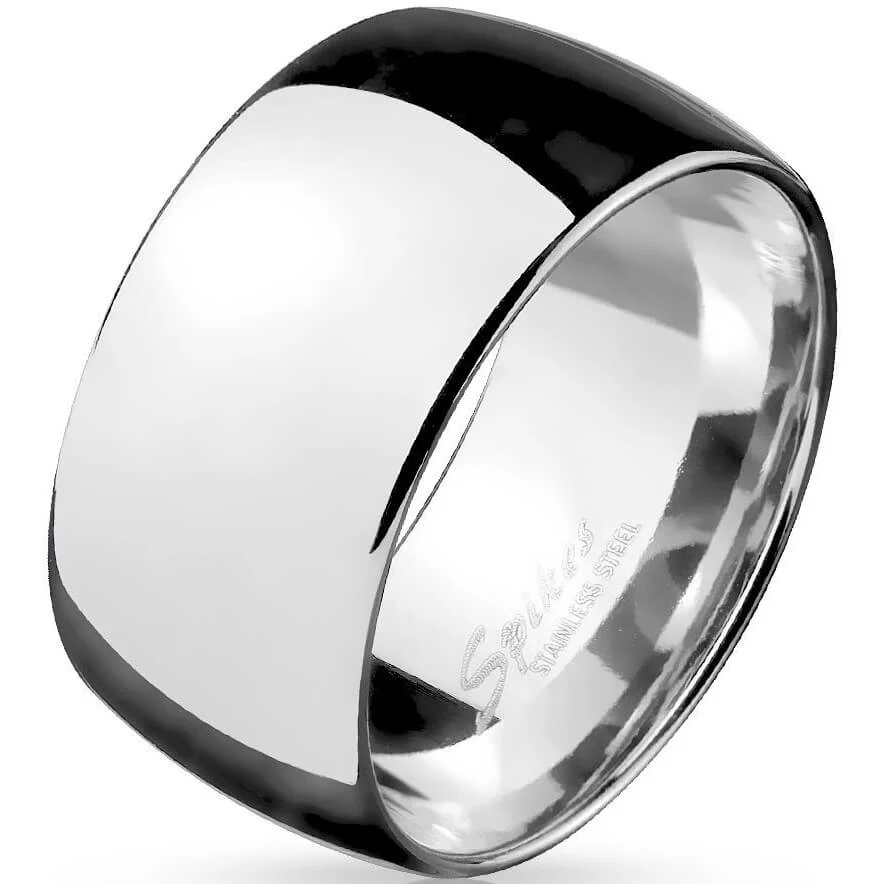 Anneau 316L Bague Bande Large Dôme
