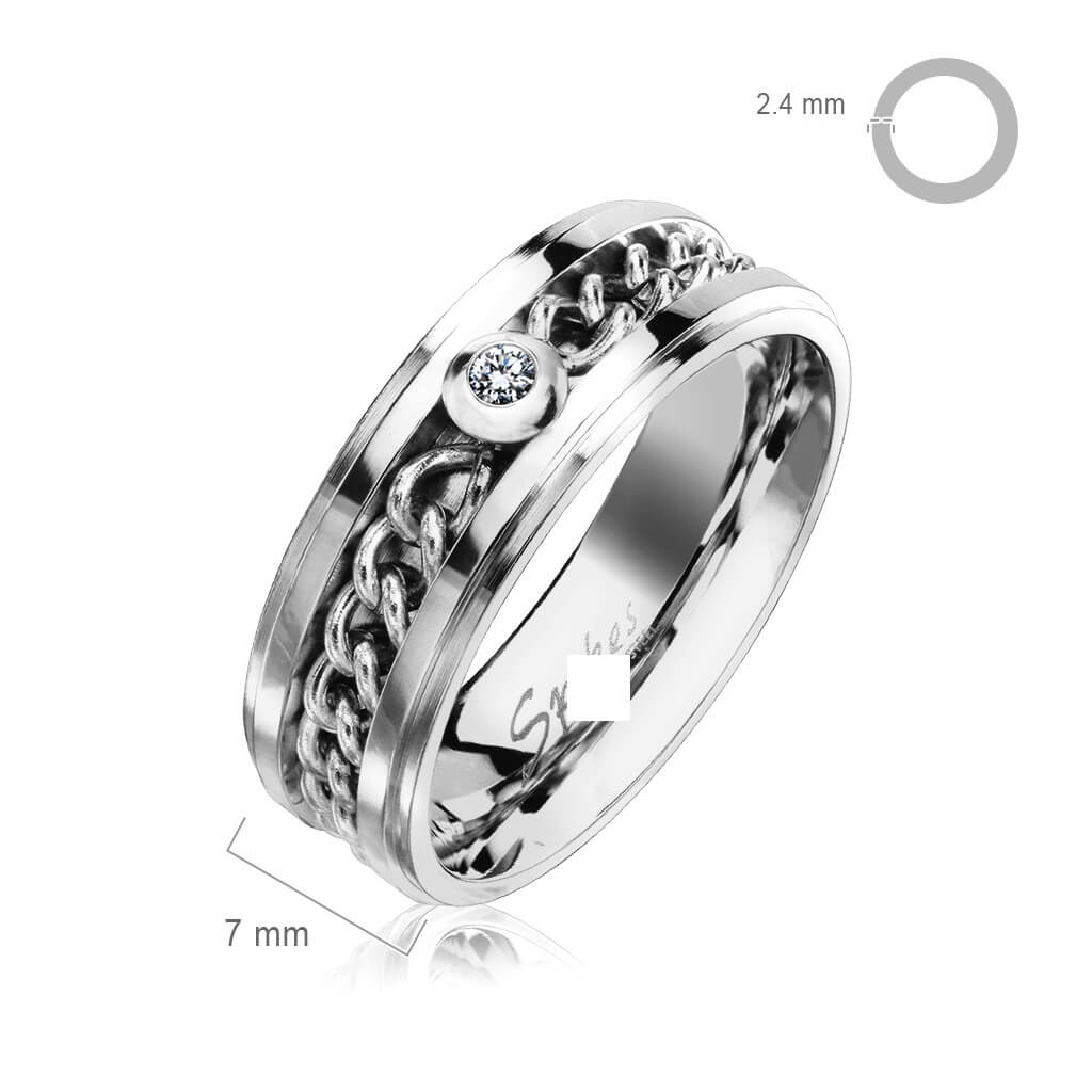 Anneau Chaîne Zircone Argent - Image 2