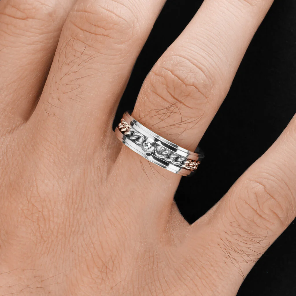 Anneau Chaîne Zircone Argent - Image 3