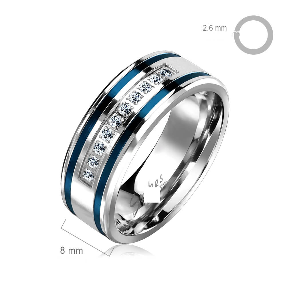 Anneau 10 Zircone Bleu  Argent - Image 2