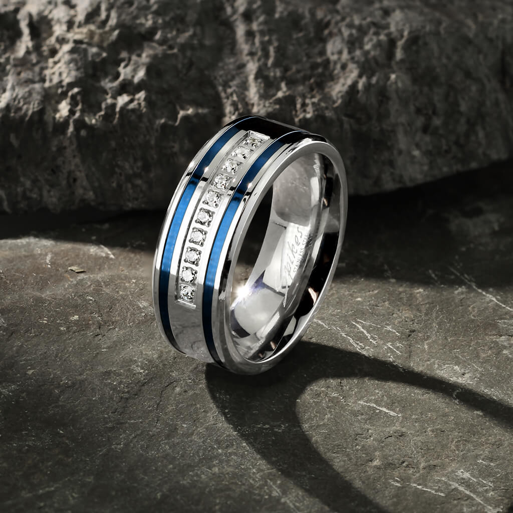 Anneau 10 Zircone Bleu  Argent - Image 4