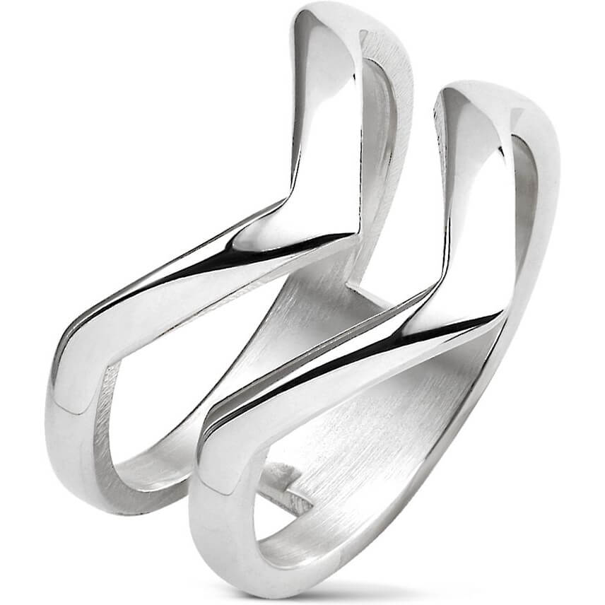 Anneau 316L Bague Double Chevron