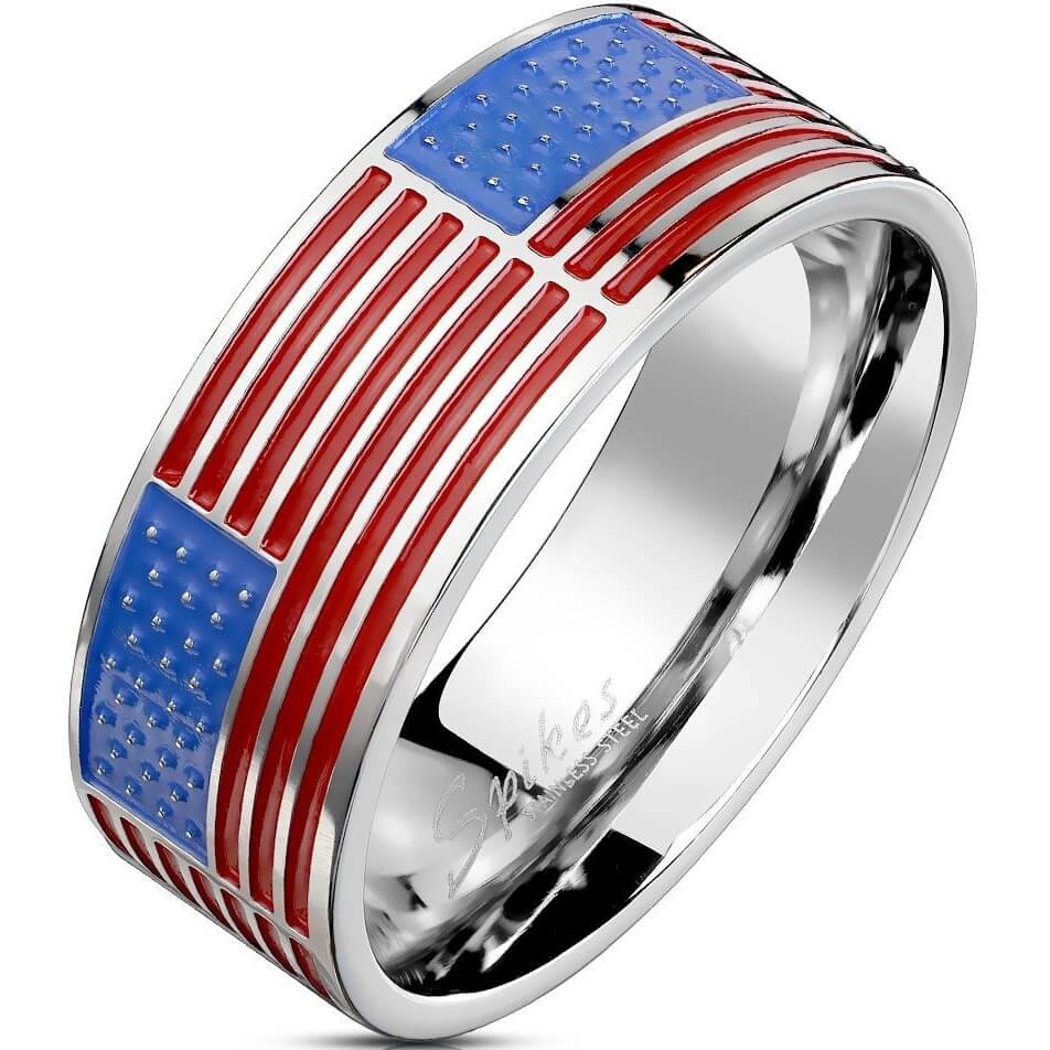 Anneau 316L Bague Drapeau Américain