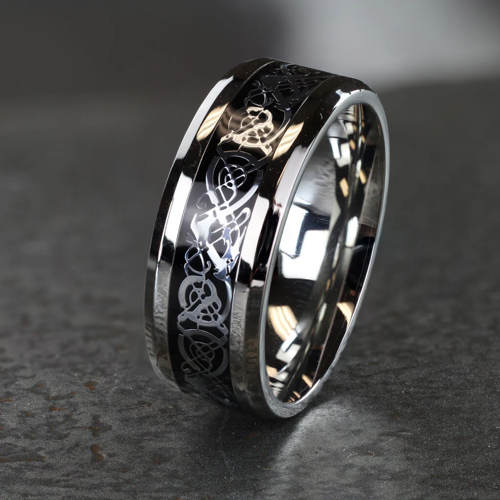 Anneau Dragon celtique Argent Noir - Image 2