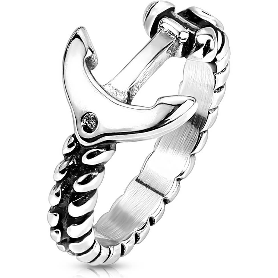 Anneau 316L Bague Ancre et Corde