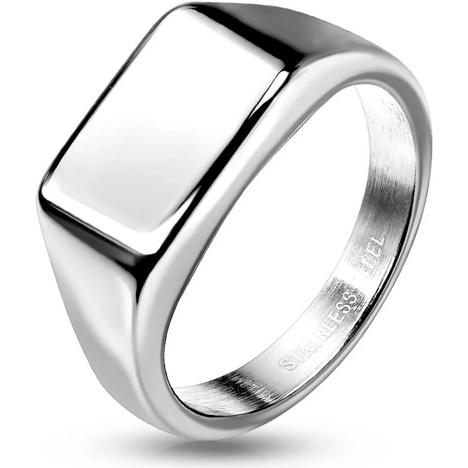 Anneau 316L Bague Dessus Plat Carré Large