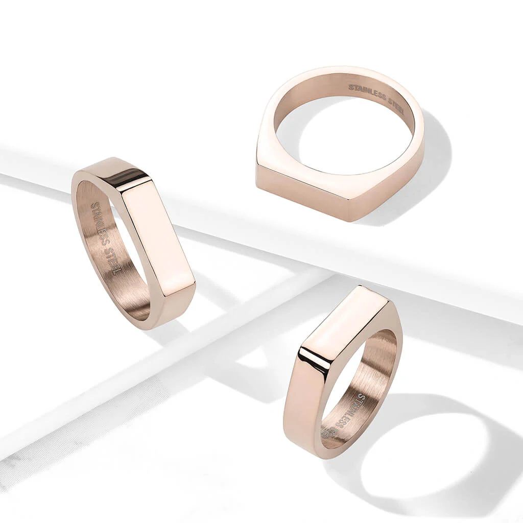Anneau Rectangle Or Rose - Image 2