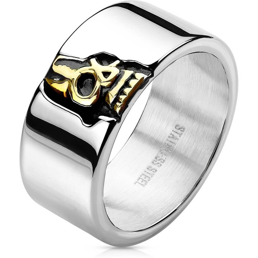 Anneau 316L Bague Crâne Or Qui Regarde Centré