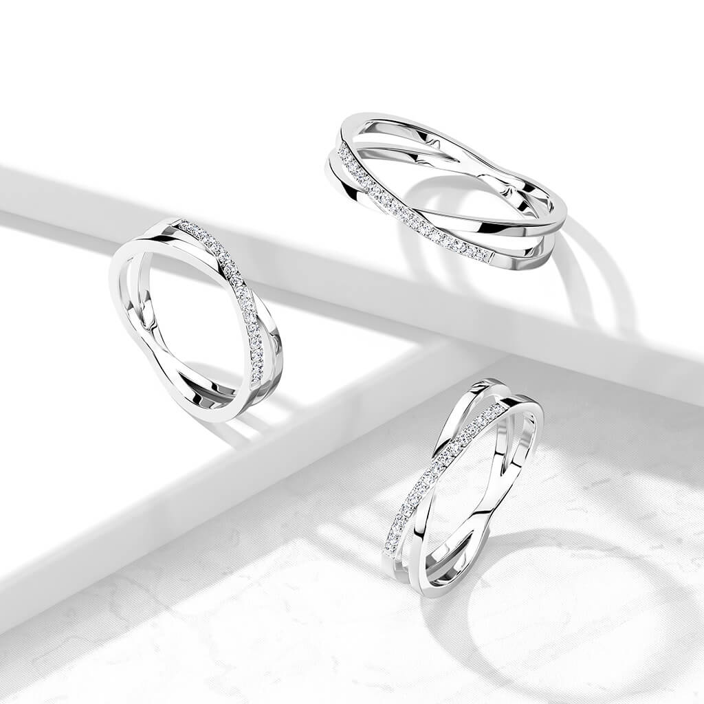 Anneau Zircone Croisée Argent - Image 2