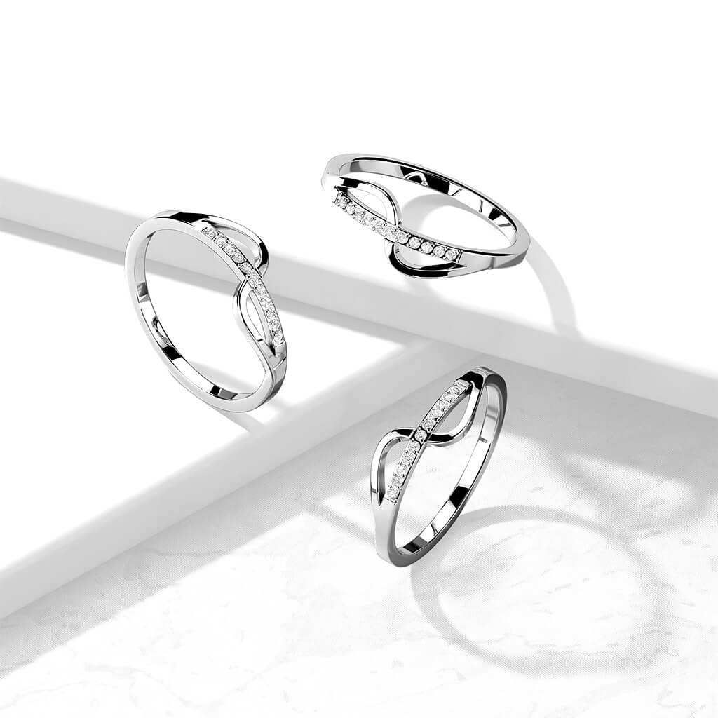 Anneau Vague Argent Zircone - Image 2