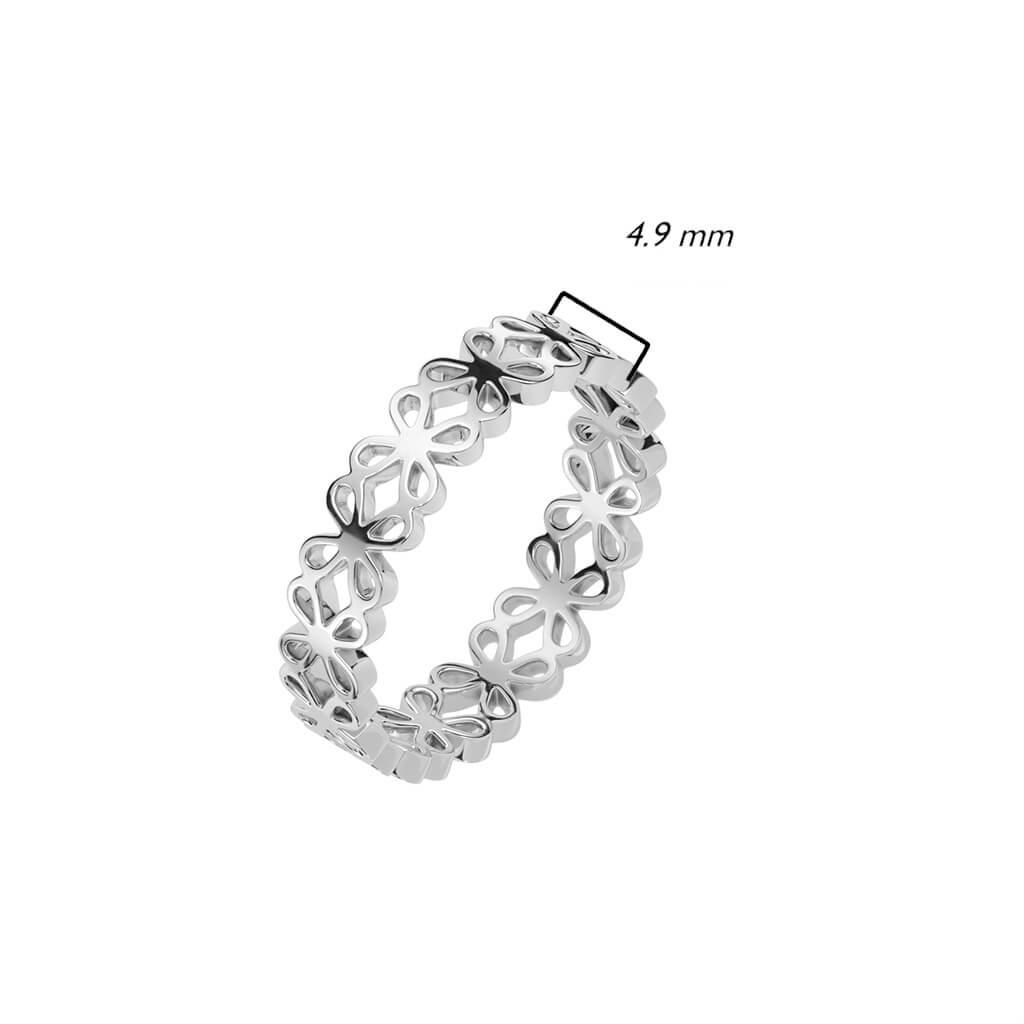 Anneau 316L Bague Fleur Creuse Éternité - Image 2