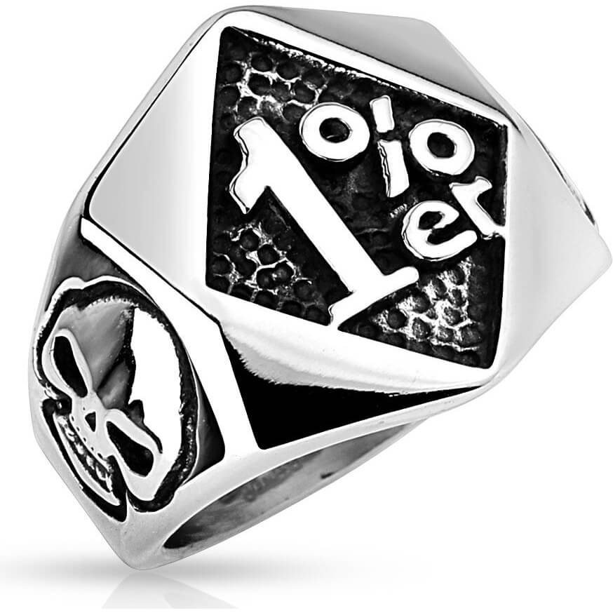 Anneau 316L Bague 1%er Crânes Côté