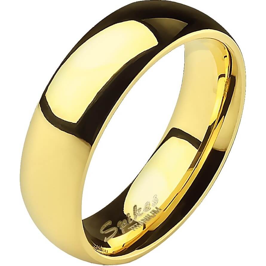 Titane Anneau Titan Bague Bande Dôme Classique IP Or