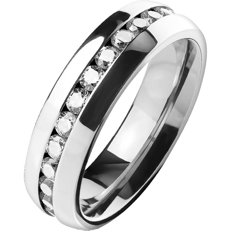 Titane Anneau Titan Bagues Dôme Eternity Zirconium Cubique Sertissage