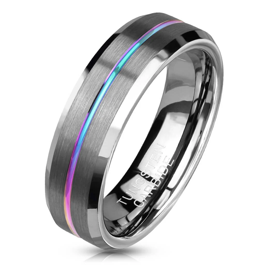 Anneau Rainbow Line Argent Brossé - Image 2