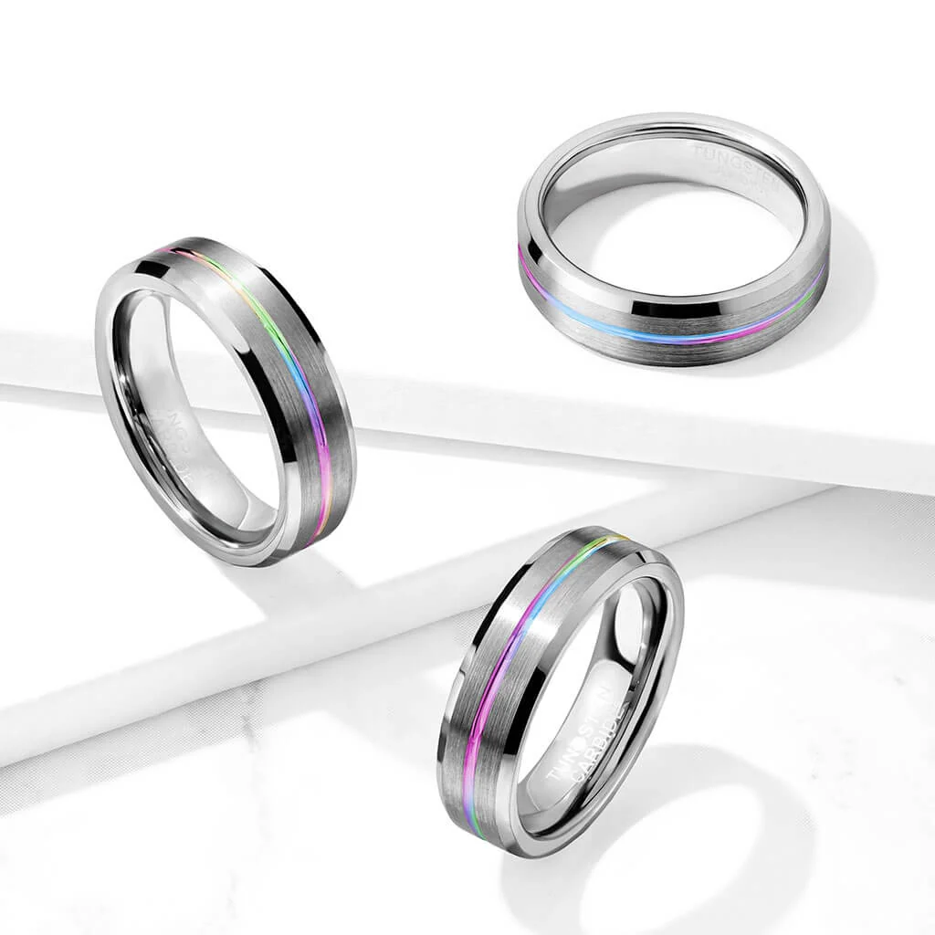 Anneau Rainbow Line Argent Brossé - Image 3