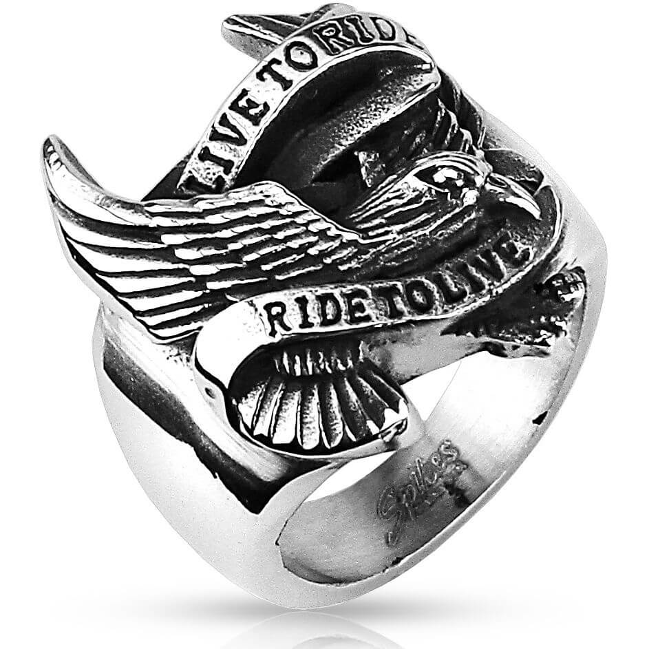Anneau Bague Aigle Biker
