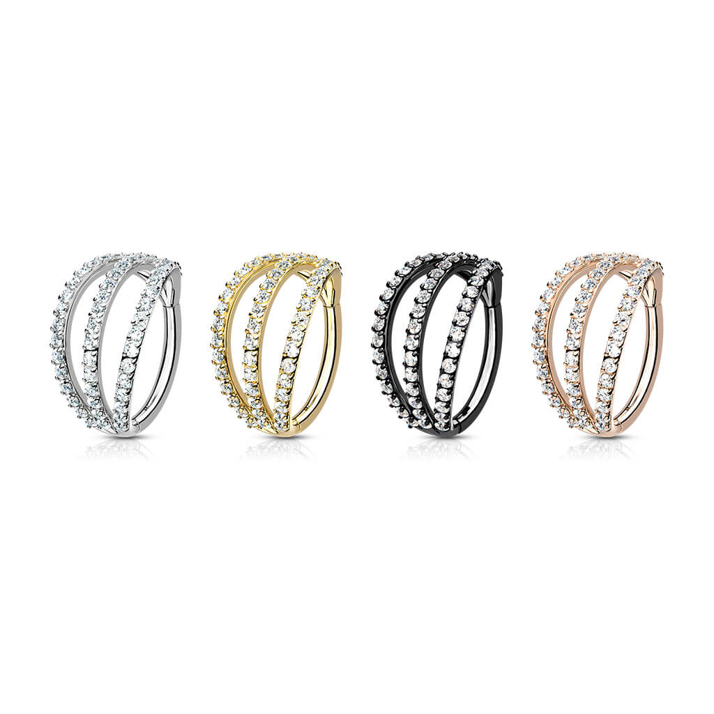 Anneau Triple Ligne Zircone Cliqueur - Image 3