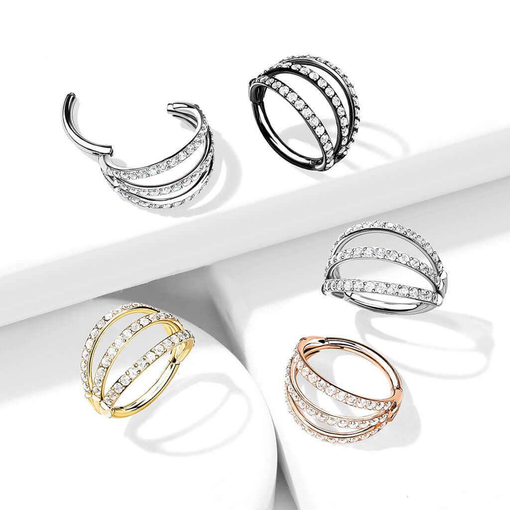 Anneau Triple Ligne Zircone Cliqueur - Image 7