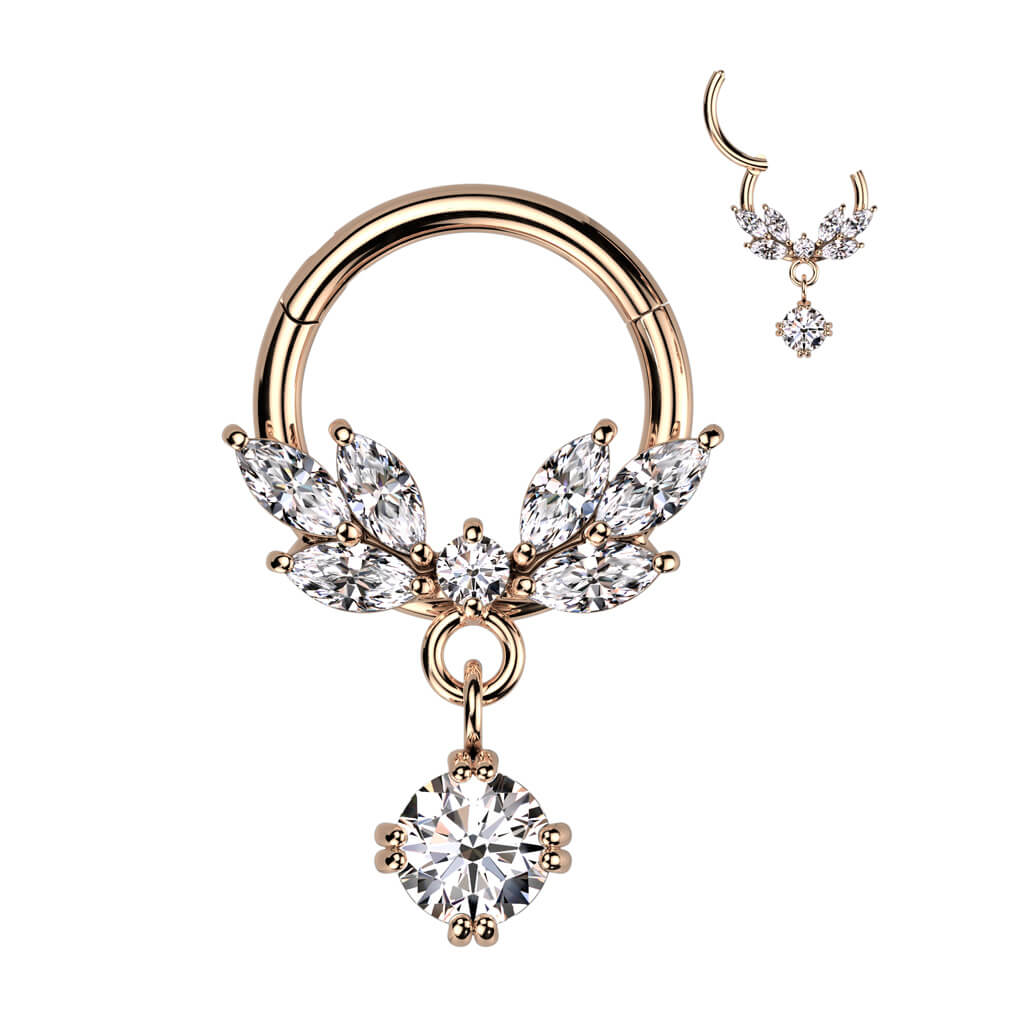 Anneau Pendentif Feuilles Zircone Cliqueur - Image 5