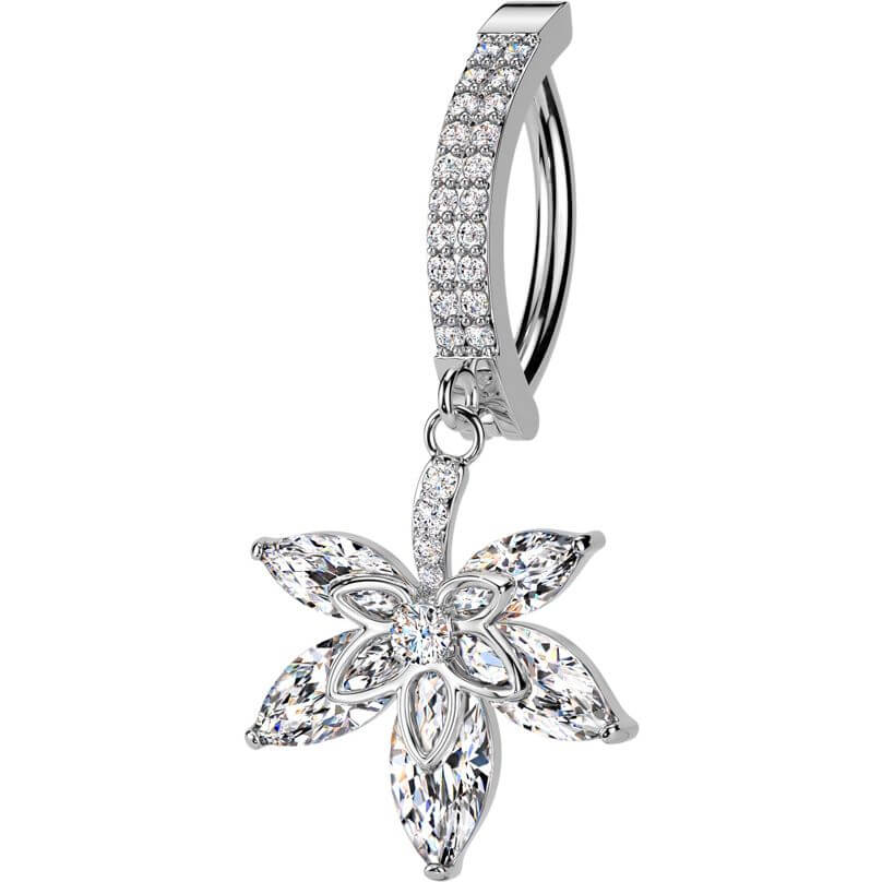 Piercing Nombril fleur pendentif zircone Cliqueur