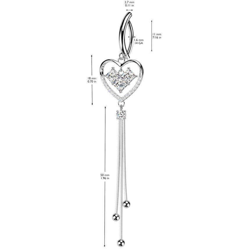 Piercing Nombril cœur pendentif zircone Cliqueur - Image 2