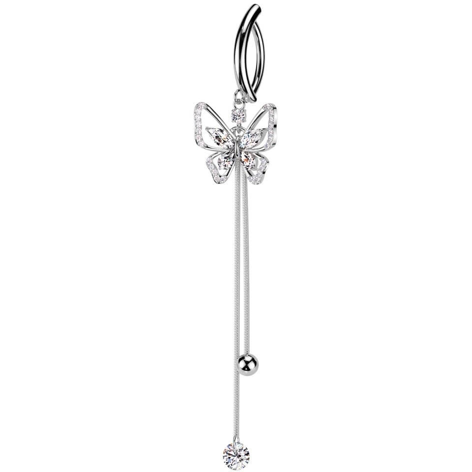 Piercing Nombril papillon pendentif zircone Cliqueur