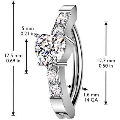 Piercing Nombril cœur zircone - Image 2