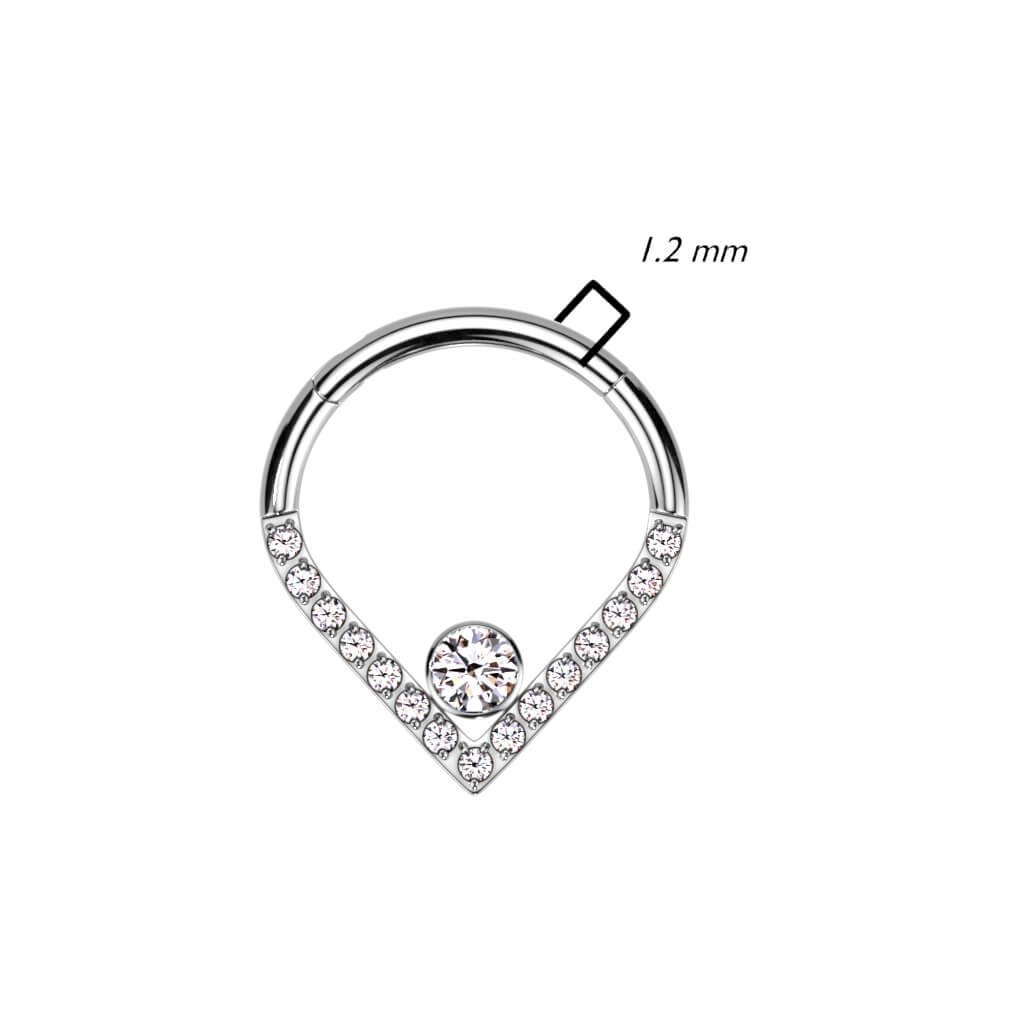 Titane Anneau Chevron Zircone Opale Argent Cliqueur - Image 3