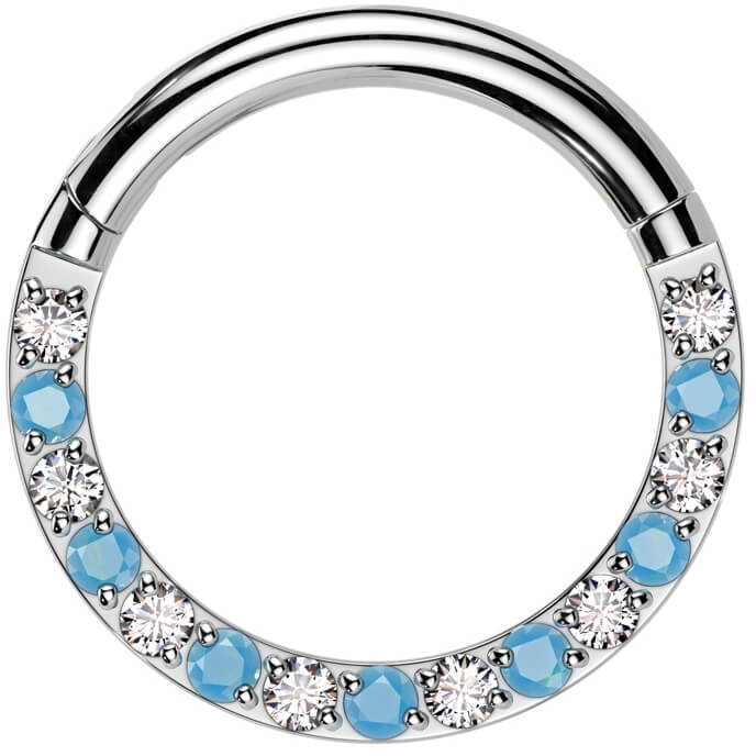 Titane Anneau Turquoise Zircone Cliqueur - Image 3
