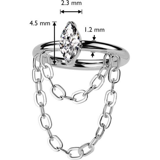 Titane Anneau Pendentif Doulbe Chaine Zircone Cliqueur - Image 2