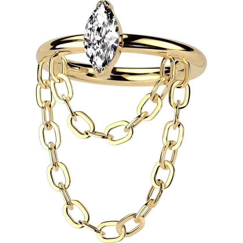 Titane Anneau Pendentif Doulbe Chaine Zircone Cliqueur - Image 4