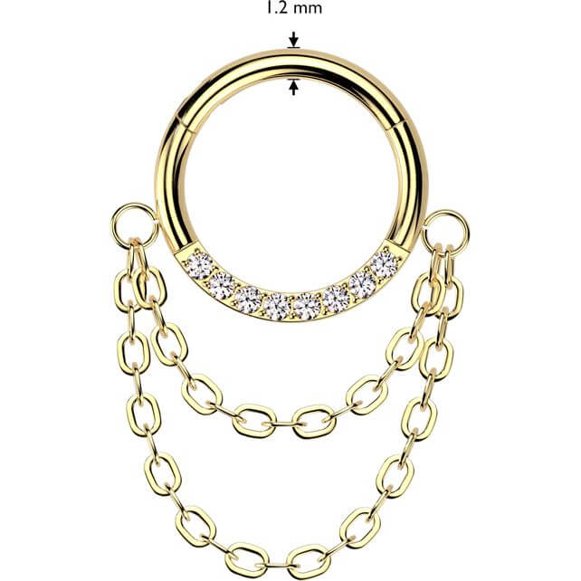 Titane Anneau Pendentif Doulbe Chaine Zircone Cliqueur - Image 2