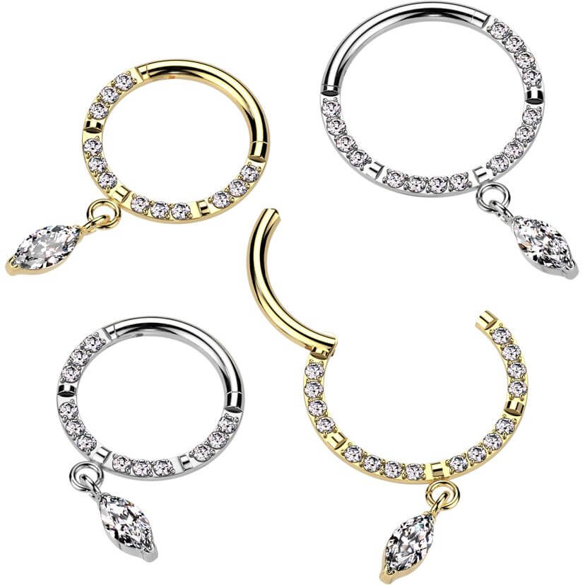 Titane Anneau pendentif zironia marquise Segment - Image 3