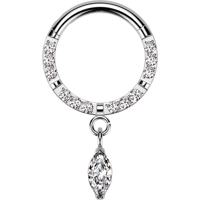 Titane Anneau pendentif zironia marquise Segment - Image 5