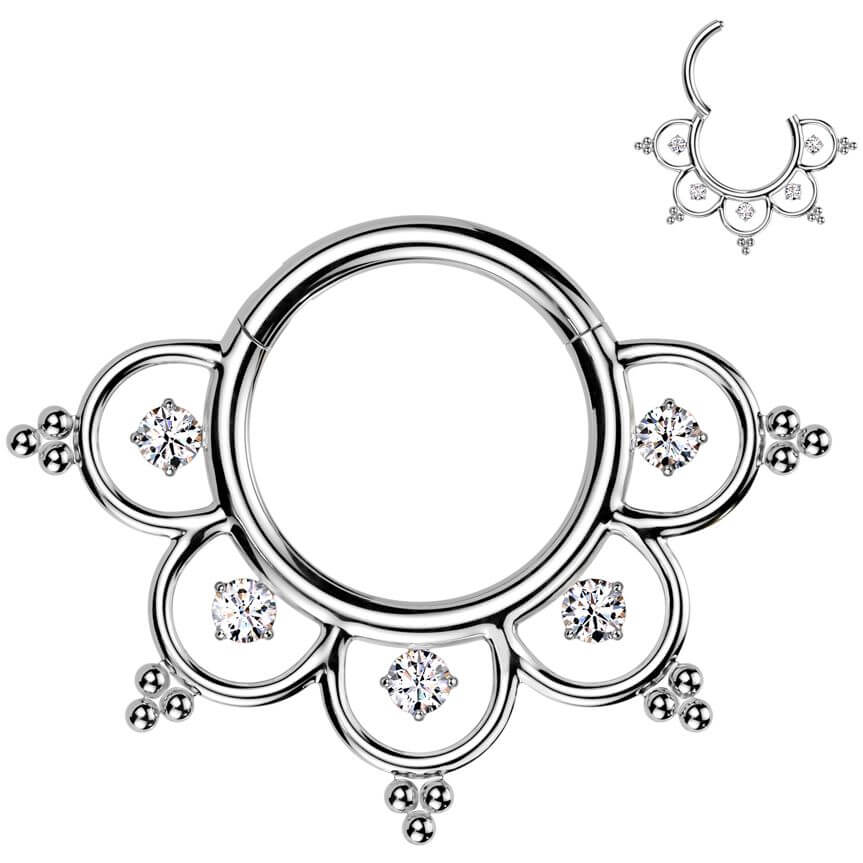 Titane Anneau zirconias et perles en filigrane Segment - Image 4