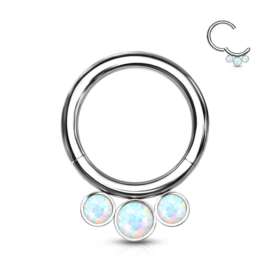 Titane Anneau 3 Billes Opale Argent Cliqueur - Image 4