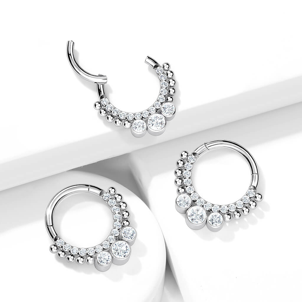Titane Anneau Zircone Argent Cliqueur - Image 4