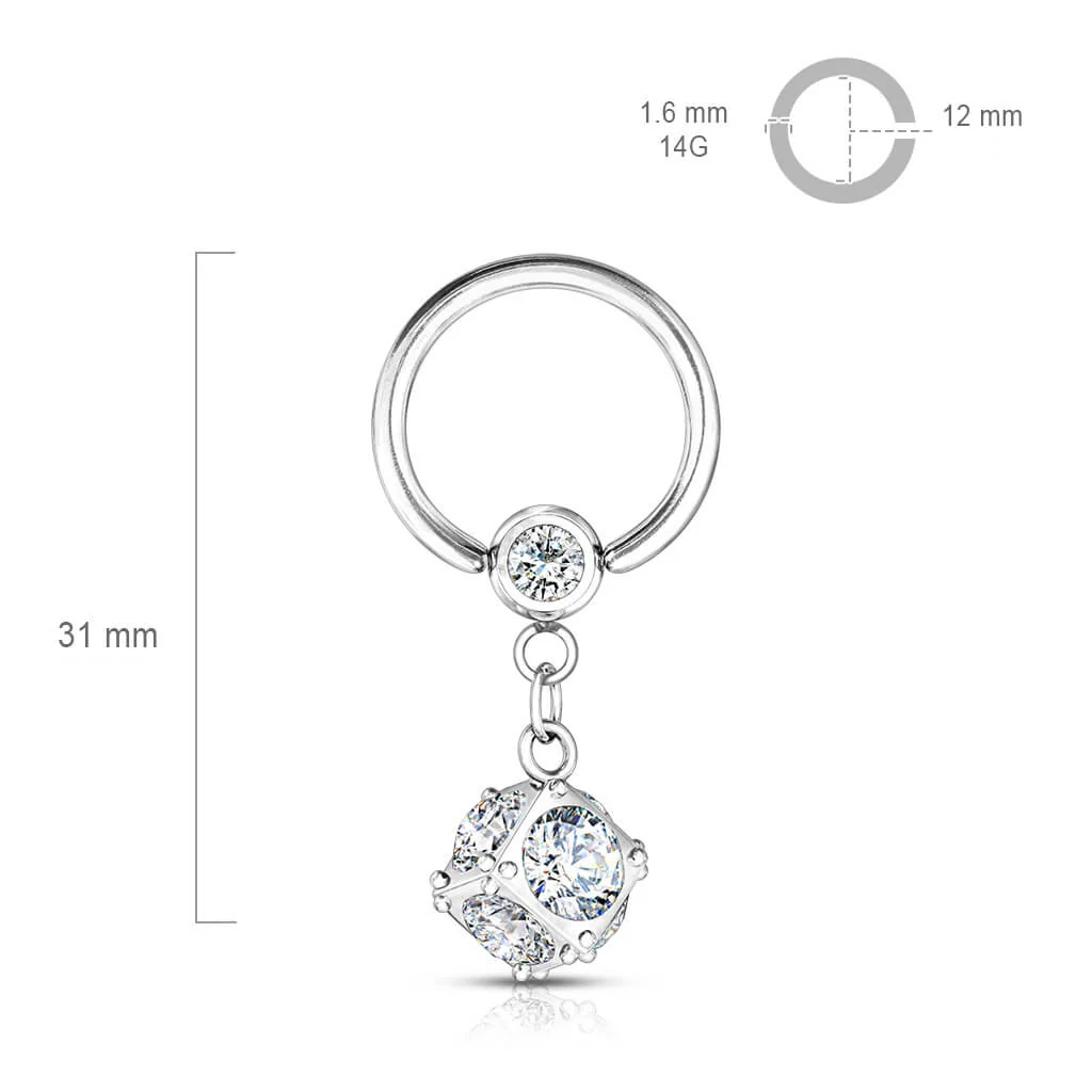 Anneau Pendentif Bille Zircone Argent Bille Captive - Image 3