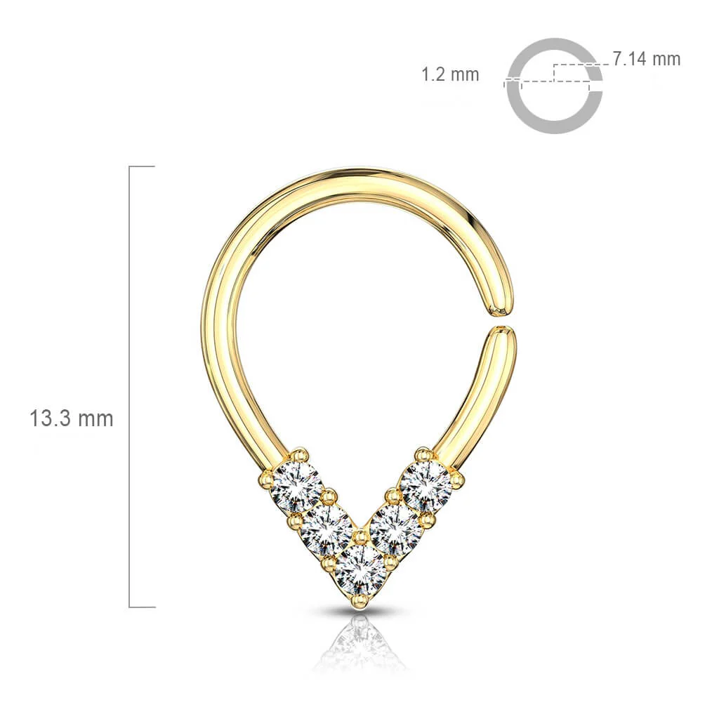 Anneau Chevron 5 Zircones Pliable - Image 3
