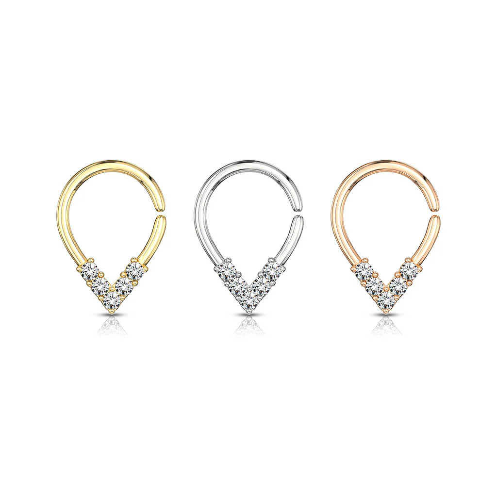 Anneau Chevron 5 Zircones Pliable - Image 5