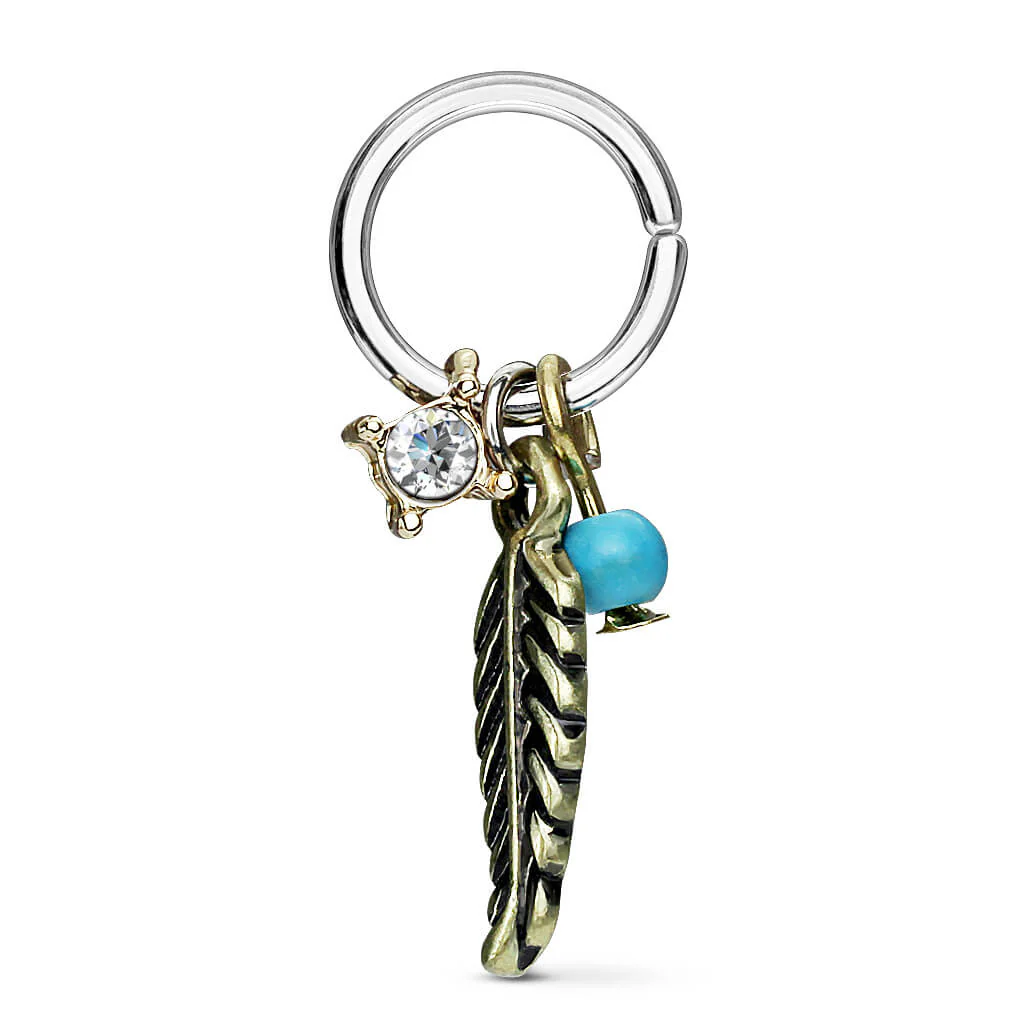 Boucle d'Oreille Pendentif Plume Zircone Pliable - Image 2