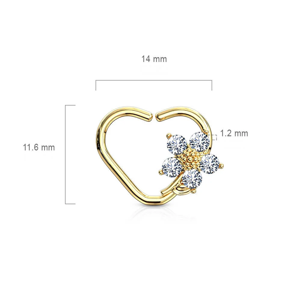 Anneau Cœur Fleur Zircone Pliable - Image 2