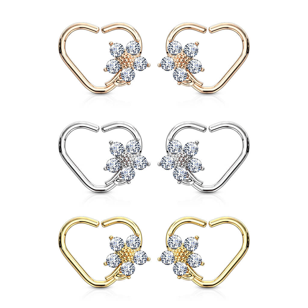 Anneau Cœur Fleur Zircone Pliable - Image 3