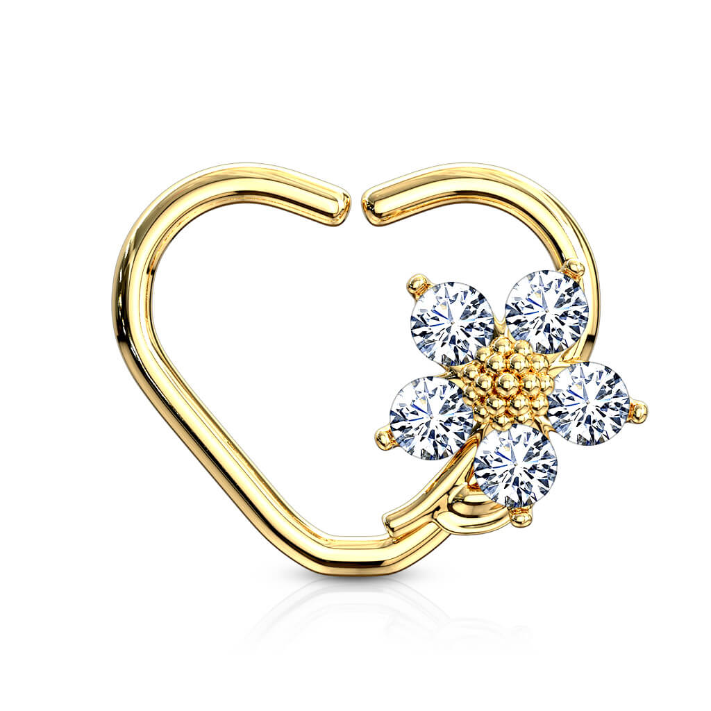 Anneau Cœur Fleur Zircone Pliable - Image 6