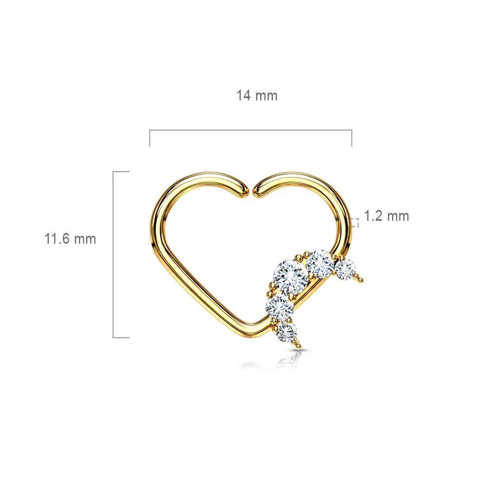 Anneau Cœur Lune Zircone Pliable - Image 2
