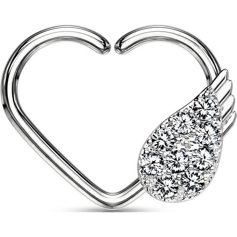 Anneau Cœur Ailes d´Ange Zircone Pliable